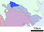 Location of Tama ward Kawasaki city Kanagawa prefecture Japan